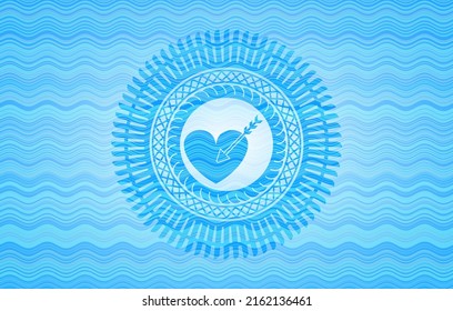 love icon inside water style badge. 