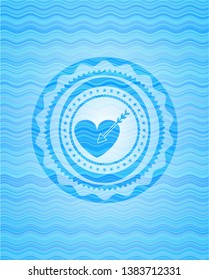 love icon inside water wave badge background.