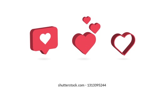 Love icon isometric 3d design. Like and Heart icon. Vector illustration