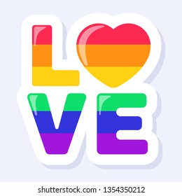 Love Icon. LGBTQ+ related symbol in rainbow colors. Gay Pride. Raibow Community Pride Month. Love, Freedom, Support, Peace Symbol. Flat Vector Design Isolated on White Background