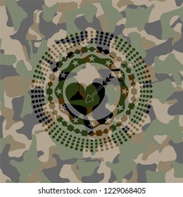 love icon on camo pattern