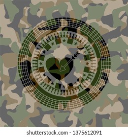 love icon on camo pattern