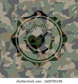 love icon on camo texture