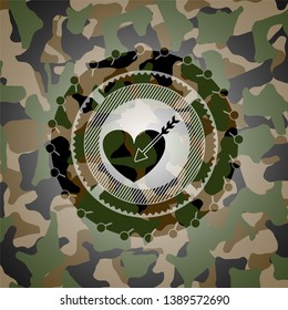 love icon on camouflaged texture
