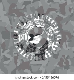 love icon on grey camo pattern