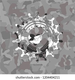 love icon on grey camouflage pattern