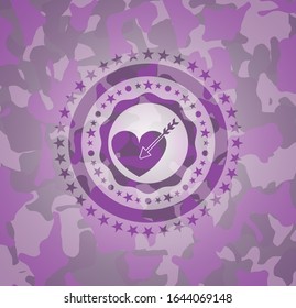 love icon on pink camouflage pattern