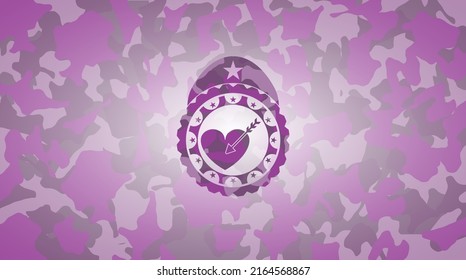 love icon on pink and purple camo texture. 