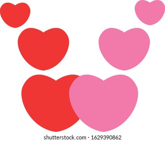 love icon on white background. love hearts concept.  valentine sign. red and pink hearts symbol.
