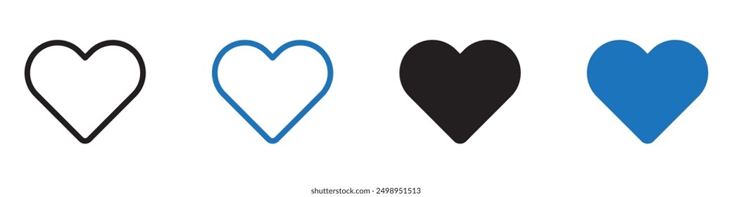 Love icon Outline vector line set