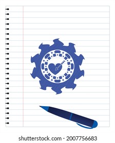 love icon pen strokes emblem. Blue ink. Vector Illustration. Detailed. 