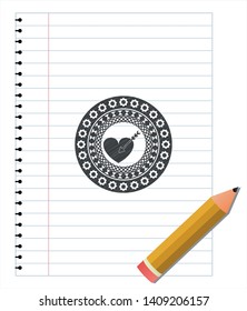 love icon with pencil strokes. Vector Illustration. Detailed.