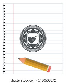 love icon with pencil strokes. Vector Illustration. Detailed.