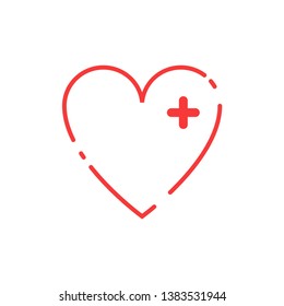 Love icon. Red Heart. Linear Heart in trendy design. Heart icon. Eps10