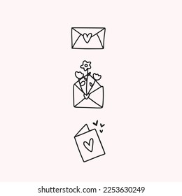 Love icon saint valentin happy valentine's day pictogram couple vector isolated hand drawn doodle february 14 love letter romance card postcard relationship design line simple illustration heart picto