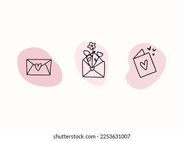 Love icon saint valentin happy valentine's day pictogram couple vector isolated hand drawn doodle february 14 love letter romance card postcard relationship design line simple illustration heart picto