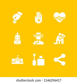 love icon set with cardiogram, donate and animal solidarity vector icons for web and graphic design