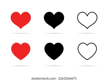 Love Icon Set Sammlung Vektorgrafik in flachem Stil. Herz, wie Zeichensymbol