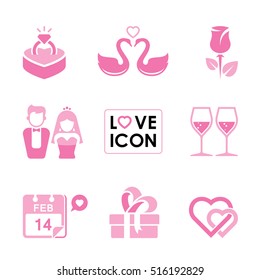love icon set. decorative symbols. isolated icon on white background.
