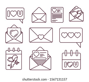 Love icon set design, Passion romantic valentines day wedding romance and decoration theme Vector illustration