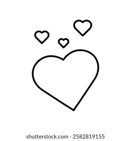 Love icon set Flat isolated outline sign