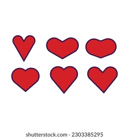 Love icon set, in flat style with background.