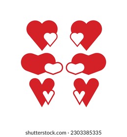 Love icon set, in flat style with background.
