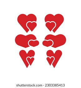 Juego de iconos de amor, en estilo plano con fondo.