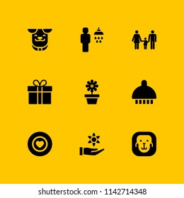 love icon set. flower, dog and ape vector icon for graphic design and web