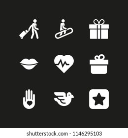 love icon set with health, heart on the palm and favourite vector icons for web and graphic design