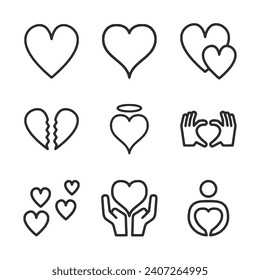 Love icon set isolated on white