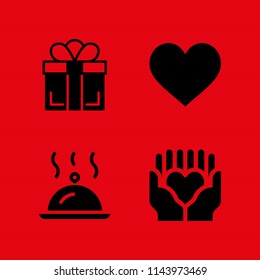 love icon set with like, solidarity and room service vector icons for web and graphic design