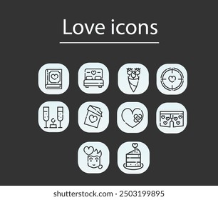 Conjunto de iconos de amor para amantes y mejores amigos - iconos de línea