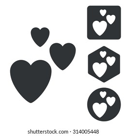 Love icon set, monochrome, isolated on white