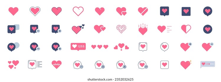 love icon set pack - feedback icon. love icon vector set pack in outline and solid style. love icon for feedback. love reaction symbol for website element