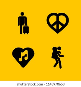 love icon set with tourist, peace and favorite vector icons for web and graphic design