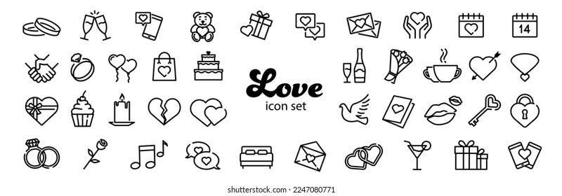 Love icon set. Set of valentine's day icons.