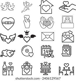 Love icon set. Valentine's day. Valentine's Day. Illustrations vector 