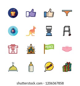 love icon set. vector set about kangaroo, peace, panties and gift icons set.