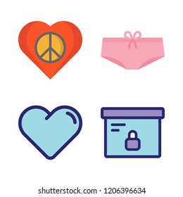love icon set. vector set about box, panties and heart icons set.