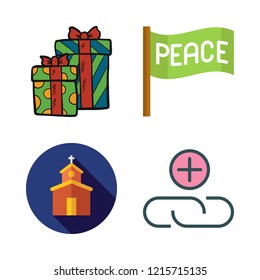 love icon set. vector set about church, christmas present, attachment and peace icons set.