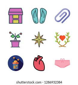 love icon set. vector set about box, attach, wind rose and heart icons set.