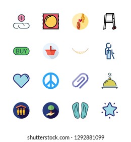 love icon set. vector set about necklace, shelter, charity and condom icons set.