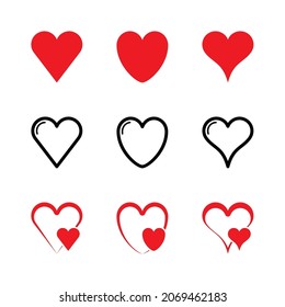Love Icon Set Vector, Heart Icon Symbol, Heart and Love Icon Sign