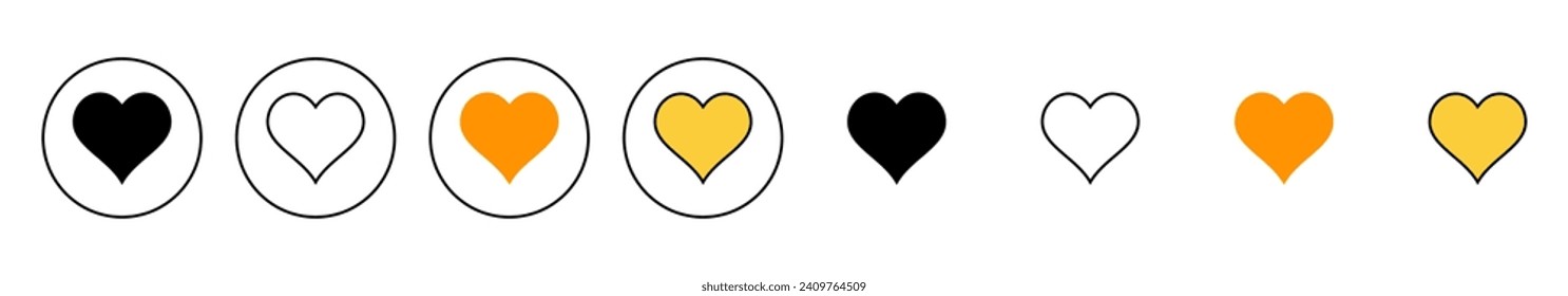 Love icon set vector. Heart sign and symbol. Like icon vector.