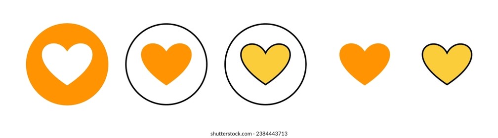 Icono de amor establecido para la aplicación web y móvil. Signo y símbolo del corazón. Como un vector de icono.