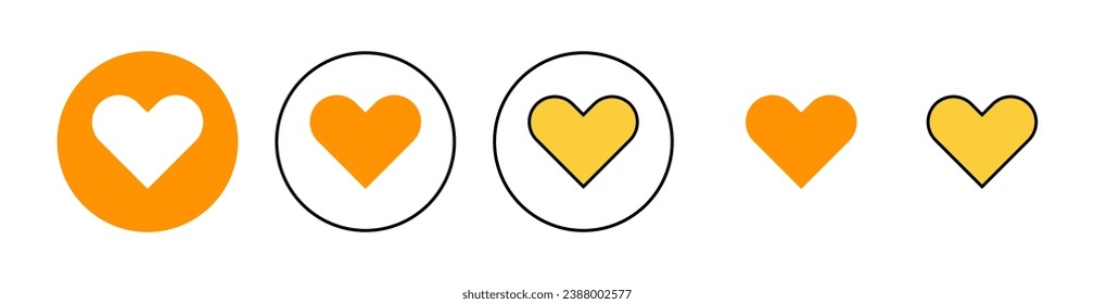 Icono de amor establecido para la aplicación web y móvil. Signo y símbolo del corazón. Como un vector de icono.