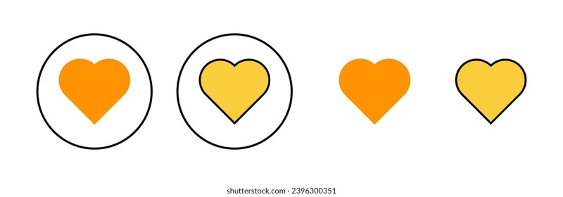 Icono de amor establecido para la aplicación web y móvil. Signo y símbolo del corazón. Como un vector de icono.
