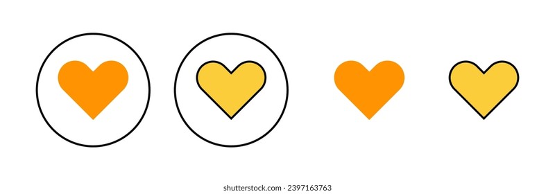Icono de amor establecido para la aplicación web y móvil. Signo y símbolo del corazón. Como un vector de icono.