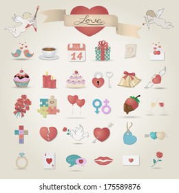 Love Icon set,Valentine elements collection